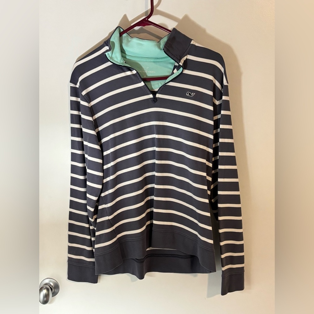 Vineyard Vines Navy and White Striped Pullover